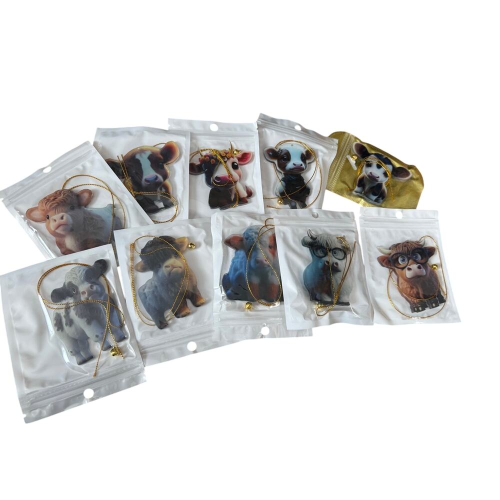 New set of‎ cute animated cow ornaments 10